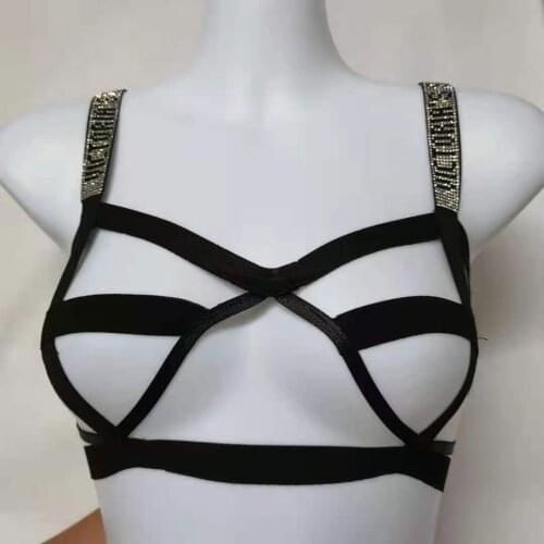 Sexy VS Bikini Bundled Rhinestone Bra Set Sexy Bra Rhinestone Lingerie Underwear Women Set ElasticityBRA