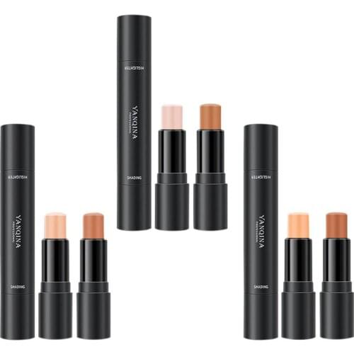 Double Head Highlight Stick Facial Concealer 3D Contouring Stick Easy To Apply Light Texture Create Three-dimensional Makeup