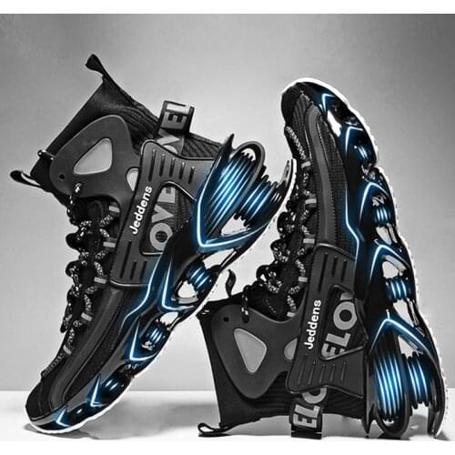 Plus Size High Top Height Sneakers Socks for Men Sport Shoes Male Sports Shoes Man Running Tennis Black Knit Trainers GMB-1896