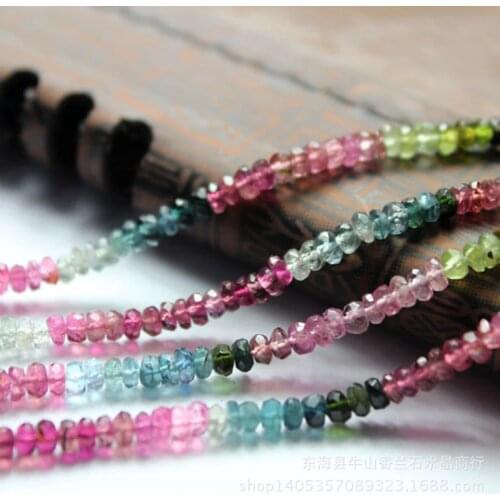 Tourmaline roundel faceted 3-3.5mm 36cm for DIY jewelry making loose beads FPPJ wholesale beads nature gem stone