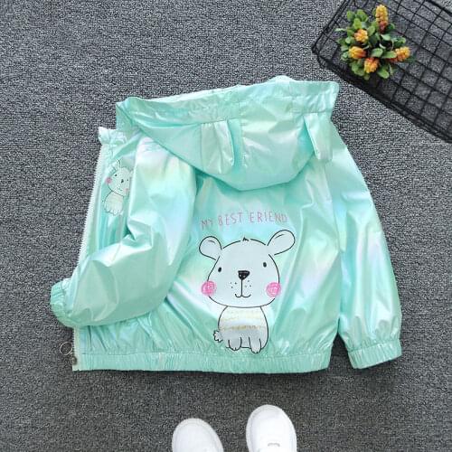 Girls Jacket Cute Cartoon Animals Thin Shinning Jacket Baby Kids Girls Children Coat