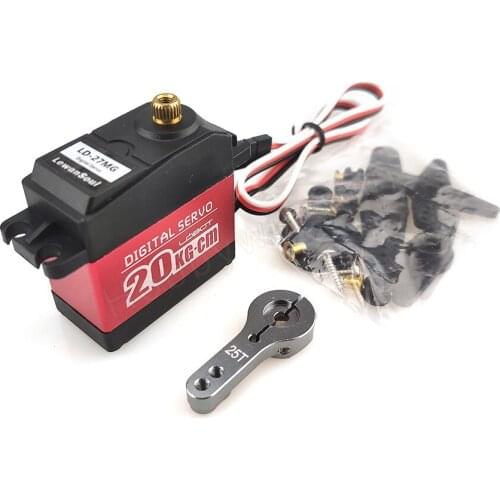 LD-27MG 270 degree 20KG High Torque Full Metal Gear Digital Servo with 25T Metal Rudder Arm Aluminium Case for Robot RC Car