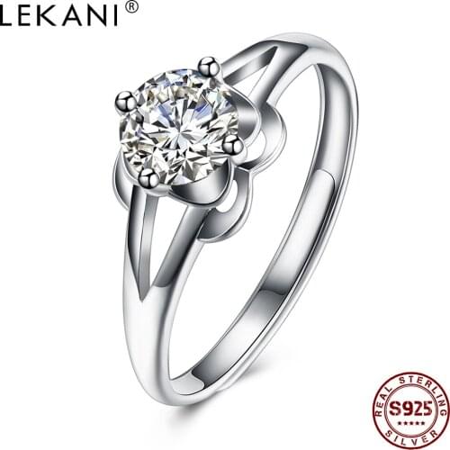 LEKANI Rings For Women 925 Sterling Silver Jewelry No Size Beautiful Zircon Ring Adjustable Birthday Gift For Her New Listing
