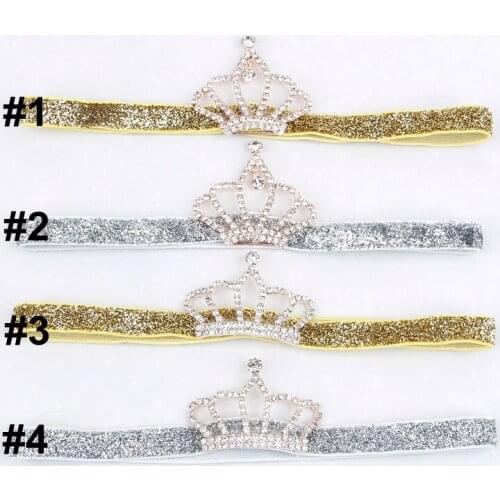 Yundfly Cute Newborn Silver Crown Hairband Tiara Baby Girls Glitter Headband Hair Band