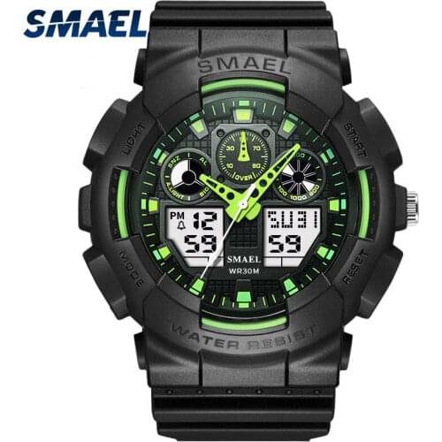 SMAEL Men Watch Big Dial Electronic Clock Automatic Date Casual Dive Quartz Watch Digital 1027 Male LED Clock Sport Watches Man
