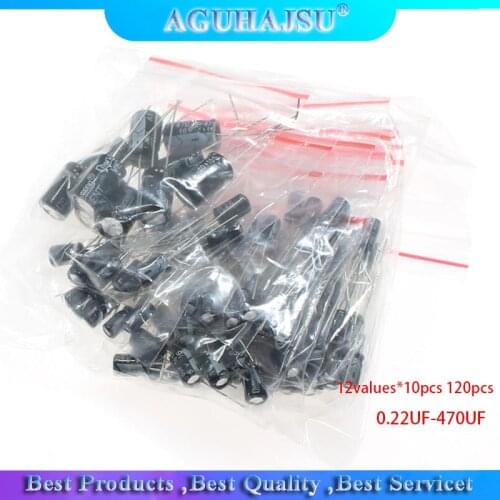 12values*10pcs 120pcs 0.22UF-470UF Aluminum electrolytic capacitor kit 50v0.22uf 50v0.47uf 50v1uf 50v2.2uf 50v4.7uf 50v10uf etc