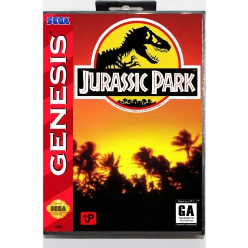 New 16 bit MD game card - jurassic park with Retail box For Sega genesis system