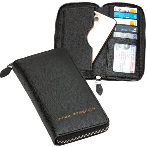 Personalized Custom Phone Compartment Leather Wallet Gift Items Gift Sets Name Lettering Printed Hot Sale Free Shipping