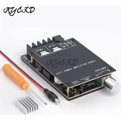 DC5-27V ZK-502C HIFI Wireless Bluetooth 5.0 Digital Power Audio Amplifier Board TI TPA3116D2 Solution 50WX2 Stereo Home Theater