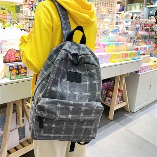 2020 New Leisure Plaid Backpack Woman Nylon Casual Double Shoulder Pack School Bag for Teenage Girl Boy Student Mochilas Satchel