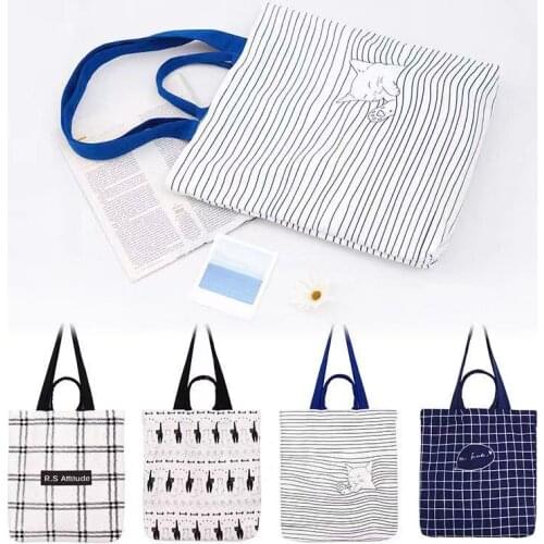 Simple Fashion Nordic Style Handmade Canvas Bag Shoulder Bag Student Canvas Bag Multi-purpose Shopping Bag for Women sac a main