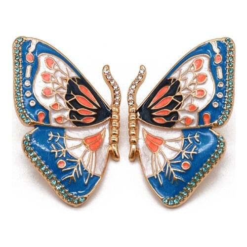 Butterfly Earrings Stud Alloy Creative Colorful Enamel Retro Pretty Rhinestone Party Accessories For Women Girl