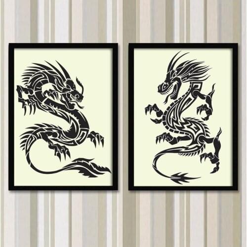 Dragon Modern Decorative Painting Entrance Hallway Mural Vertical Chinese-Style Retro Paintings Study Oil Painting Wall Art