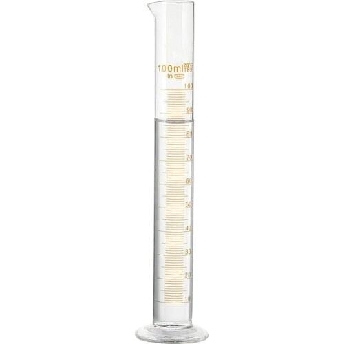 Glass Measuring Cylinder 100 ml Professional Lab Graduated Cylinder Chemistry Lab Glass Standard Measurement Cup Grade A 1/PK