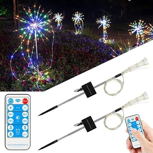 LED Solar Firework Light Plug-in Light Waterproof Light Firework Remote Control Light Outdoor Courtyard Garden Decorative Light