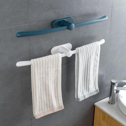 Bathroom Non-perforated Bow-shaped Plastic Towel Bar Non-marking Towel Storage Rack Bathroom Shelf Shoe Rack Bathroom Hanger
