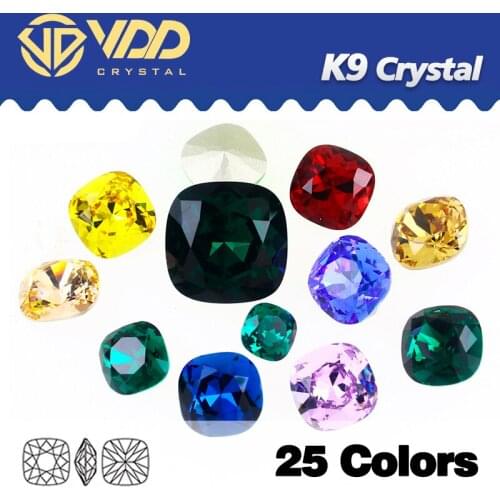 VDD Fat Square High-grade K9 Glass Fancy Rhinestones Sewn Crystals for Needlework Wedding Dress Applications Diamond Stones