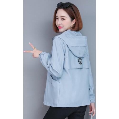 2021 New Autumn Women Jacket Windbreaker Female Long Sleeve Jackets Hooded Casual Basic Coat Student Outerwear Plus Size 4XL