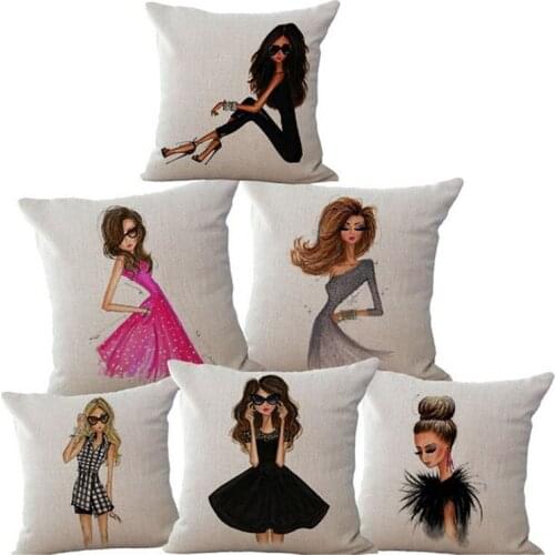 18'' Nordic style Lady Pillowcase Square Cushion Cover Decorative Pillows Home Decor Throw Pillow Case 45x45 cm