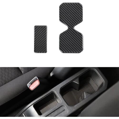 2pcs/set Car Water Cup Holder Pad Stickers Interior Auto Accessories For Suzuki Jimny 2019+ Real Carbon Fiber New Styling