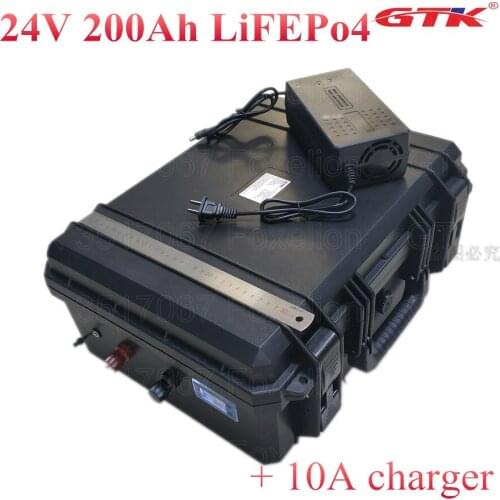 24V 200AH batterie lifepo4 200ah Lithium Iron Phosphate LFP batterie solaire 200ah BMS System RV EV inverter waterproof case +10