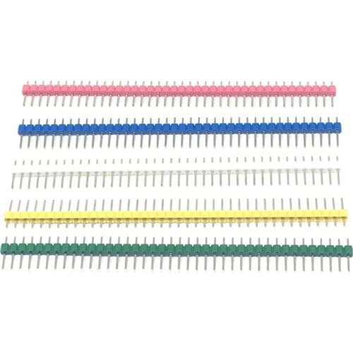 30pcs Pin Connector Male 2.54mm Pitch Pin Header Strip Single Row 40 pin Connector Kit for PCB board (6 Colors Each5 pcs)