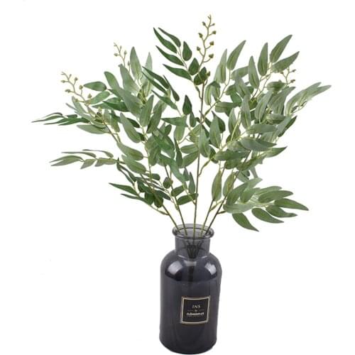 5 Branches/bouquet Artificial Willow Leaves Silk Fake Green Faux Foliage DIY Home Wedding Plant Jungle Decoration Party Decor