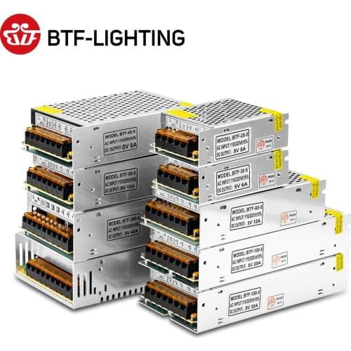 5V 2A/3A/4A/5A/6A/8A/10A/12A/20A/30A/40A/60A aluminum Transformer AC 100V-240V Power Supply for Led Strip WS2812B/APA102