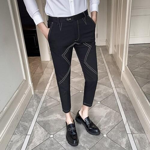 2020 Mens Spring Summer Fashion Business Casual Ankle Length Pants Streetwear Suit Pants Male Formal Trousers Men Clothes 28-34