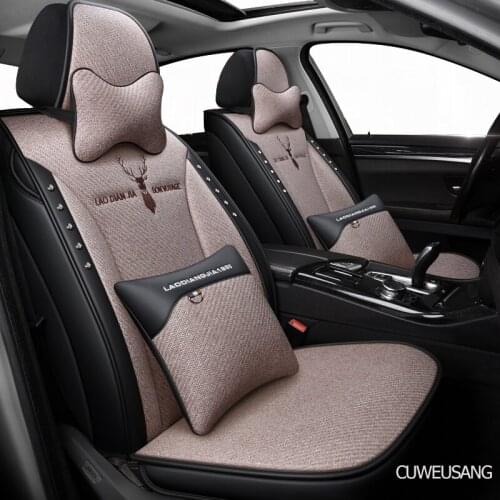 CUWEUSANG flax car seat covers For audi a6 4f a4 a3 a5 q3 q5 q2 lada xray mitsubishi pajero skoda octavia nissan leaf seat cover