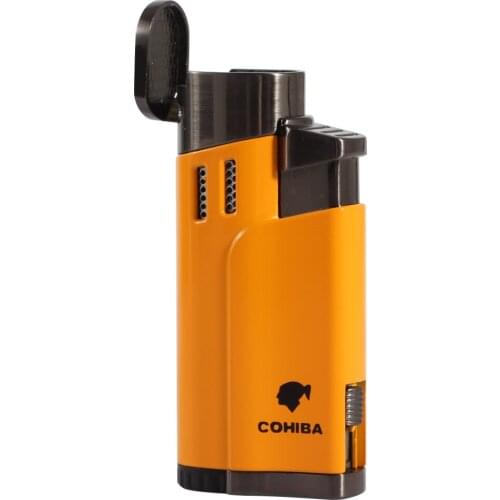 COHIBA Windproof Cigar Lighter Torch Jet Flame Lighter Portable Gas Cigarette Lighters W/ Punch Smoking Tool Gift Box