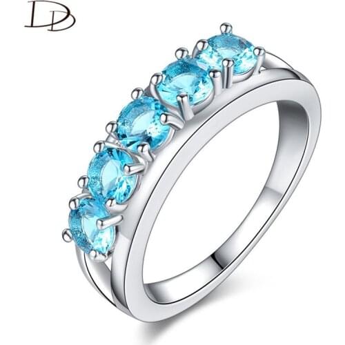 DODO Single Row Five Sky Blue Austrian Crystal Rings Summer Fashion Jewelry For Women AAA Zircon Bague Femme Wholesale R458