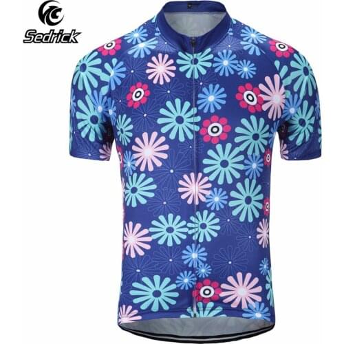 Sedrick Cheap Mens Florals Summer Short Sleeve Cycling Jerseys Breathable MTB Bike Team Road Bicycle Tops Qucik Dry T-Shirts