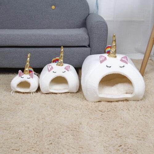 Pet Cage for Hamster Unicorn-Shape Rabbit Cote Winter Small Animal Mice Nest Velvet Sleeping Mouse Pet Cotton House