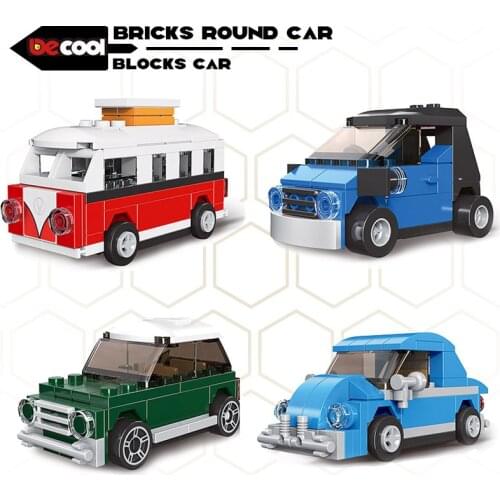 DECOOL City Pull Back Bricks Round Car Building Blocks Truck Vehicle Shuttle Bus Technical Racing Speed Cars Toy for Boys