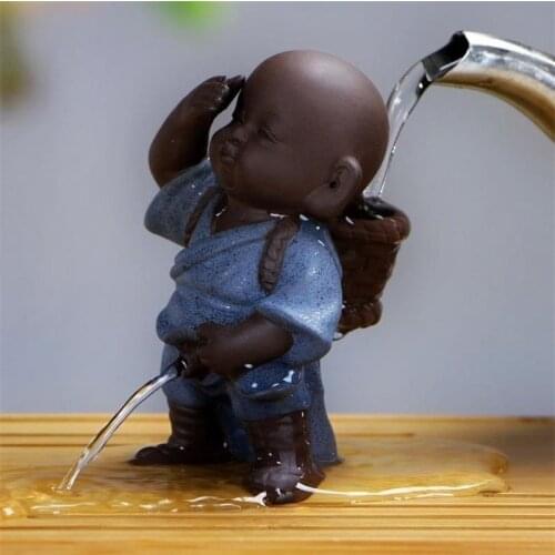 Creative Tea Pets Ornament Chinese Folk Art Purple Clay Home Decoration Figurines Little Monk Yixing Baby Boy Spray Pee Crafts