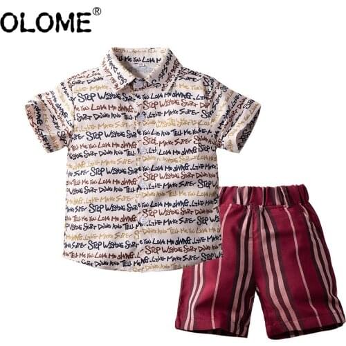 OLOME Summer Kid Boy Shirt 2Pcs Children Clothes New Infant Clothing Sets Fashion Children Short Pant Free Shipping Kids Tops