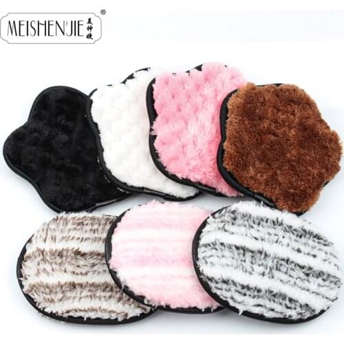 Reusable Makeup Remover Microfiber Cloth Pads Remover Towel Face Cleansing Cleaner Plush Puff Make up Lazy Cleansing Powder Puff