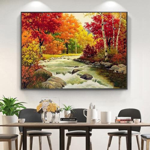 Landscape Spring DIY Embroidery 11CT Cross Stitch Kits Needlework Craft Set Cotton Thread Printed Canvas Home Sell