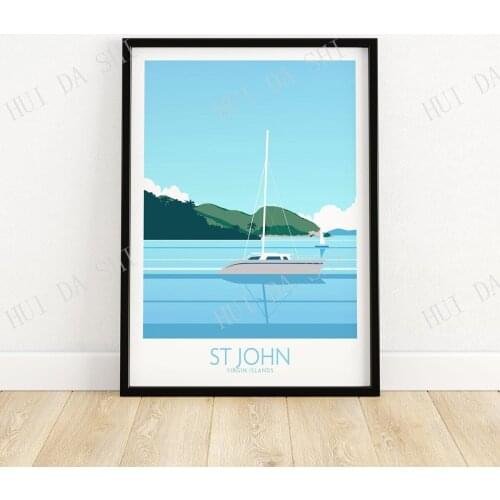 Virgin Islands Poster St John Print | Tropical Island Travel Poster | Saint John Island Wall Art Gift