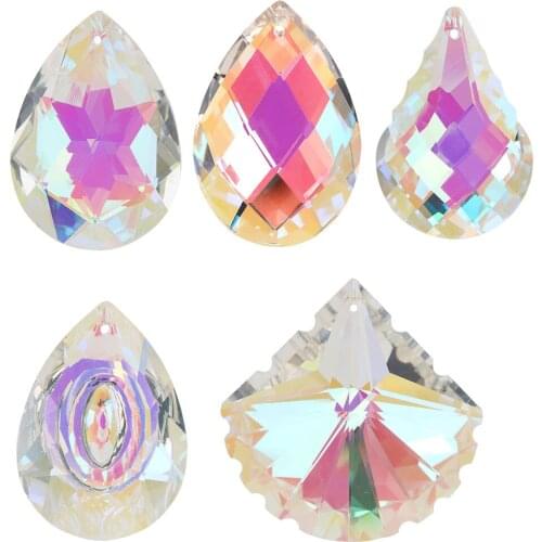 Hanging Crystals Prism Colorful Crystal Pendant DIY Chandelier Parts for Windows Decoration AB-Color Home Decor