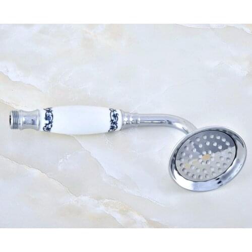 Polished Silver Chrome Brass Telephone Style Ceramic Hand Held Spray Bathroom Shower Head dhh032