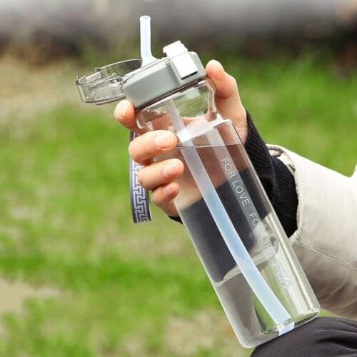 Portable Large-capacity Ready-to-hand Cup Couple Space Cup Plastic Water Cup Transparent Straw Cup with Lid Filter Student Cup