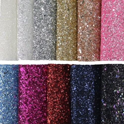 30x134cm Roll Rose Glod Drak Red Plain Dyed Chunky Glitter Fabric Elastic Backing For Home Decorations DIY AY255