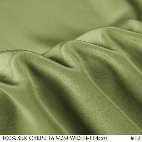 SILK CREPE DE CHINE 114cm width 16momme/100% Mulberry Silk Matt Color Women Dress Fabric No.19 Light Olive