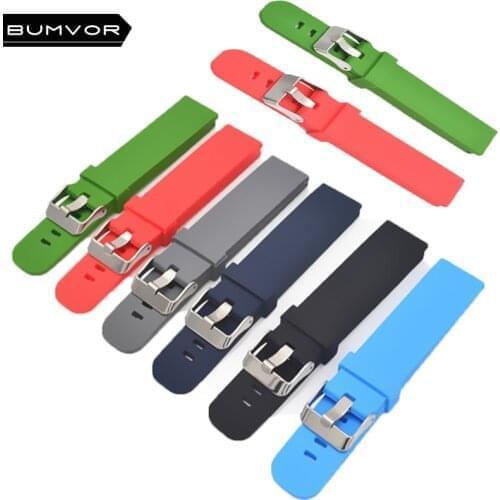 Silicone strap 18mm 20mm 22mm watch accessories sports watch with silicone strap fitness Samsung Huawei motorcycle smart strap