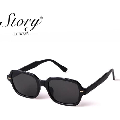 STORY Vintage Square Sunglasses Women Men Brand Design Fashion Retro Black Pink Rectangular Sun Glasses UV400 Protection S2160M