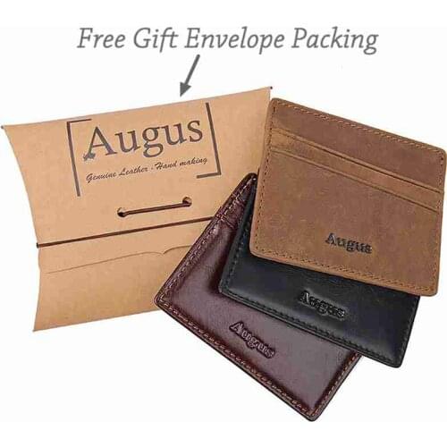 Genuine Leather RFID Card Hodler Slim Wallet Men Card Case Money Sleeve Purse Free Gift Packing R-8101