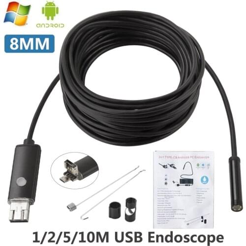 HD 2MP 6 LED 8mm Len 1M 5M Android USB Endoscope IP67 Waterproof Inspection Borescope Tube Camera OTG Android Phone 720P