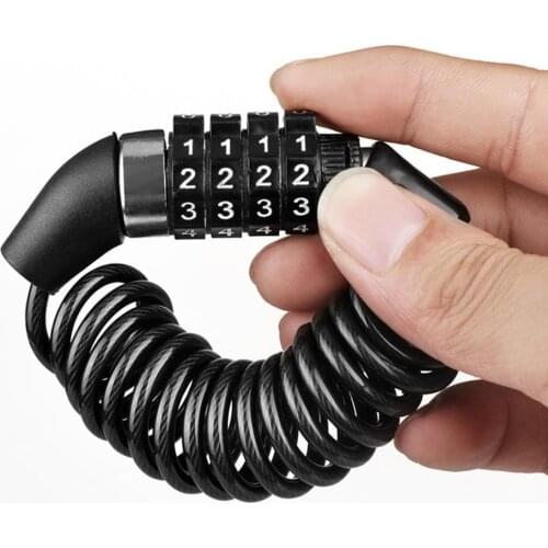 Bicycle Lock Steel Cable Chain Anti-theft Safety Bike Password 4 Digit Combination Number Lock Motorcycle MTB Helmet Lock